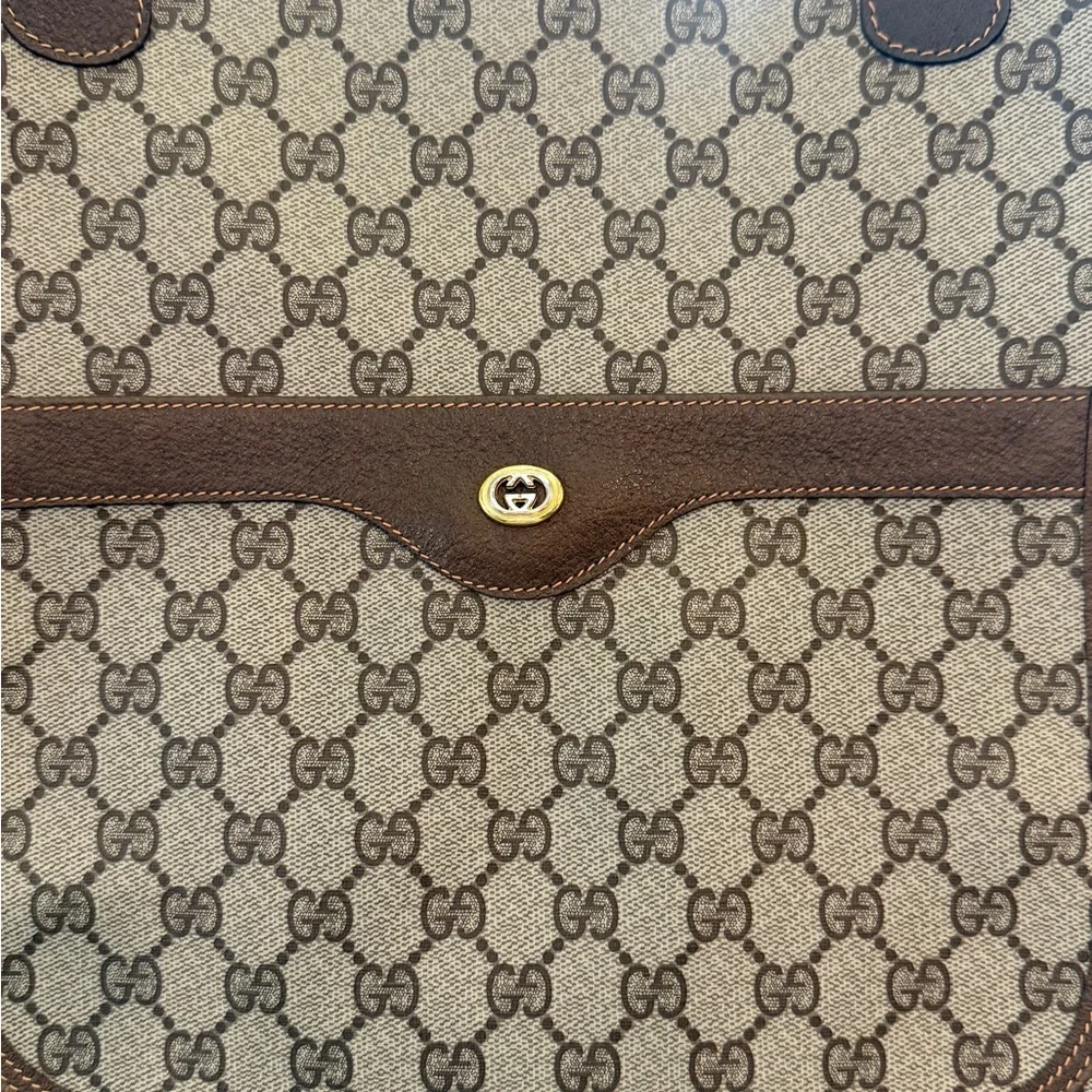 Gucci Vintage GG Supreme Monogram Tote with Green & Red Web Handle - Picture 3 of 13